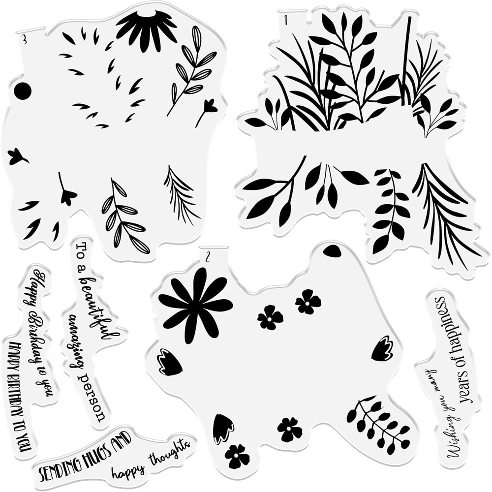 Crafter's Companion Stamp Stencil Set Unisex 6x6 Clear New Wild Meadow Floral